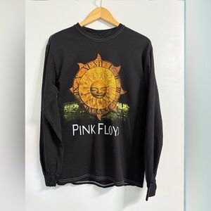 Pink Floyd Sun Face Long Sleeve Graphic Tee S/M | Black Cotton Band Shirt